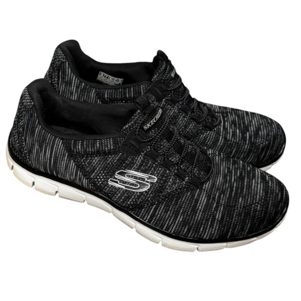 Skechers Women’s Size 10 Black Charcoal Knit Slip On Walking Sneakers